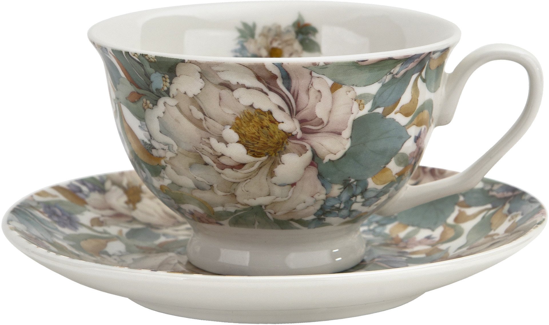 Filiżanka porcelanowa 250 ml + spodek Peony White