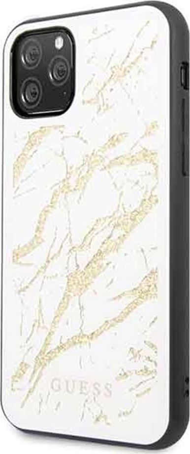 Guess Guess GUHCN58MGGWH iPhone 11 Pro biały/white hard case Glitter Marble Glass