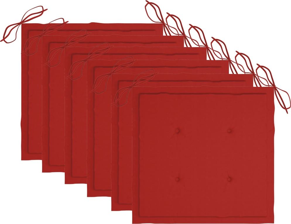 vidaXL Poduszki na krzesła ogrodowe, 6 szt., czerwone, 50x50x4 cm (314051)