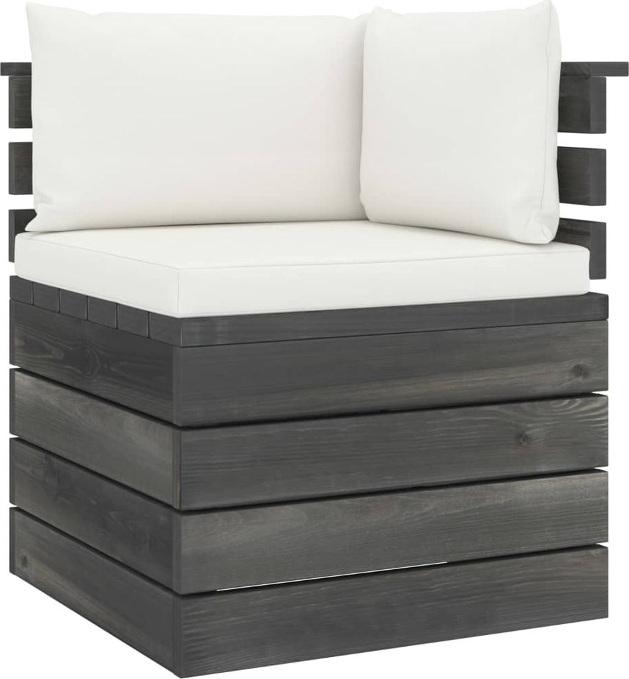 vidaXL Ogrodowa sofa narożna z palet, z poduszkami, drewno sosnowe