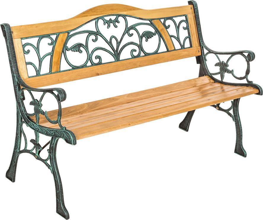 Tectake Ławka ogrodowa z żeliwnymi elementami - brązowy