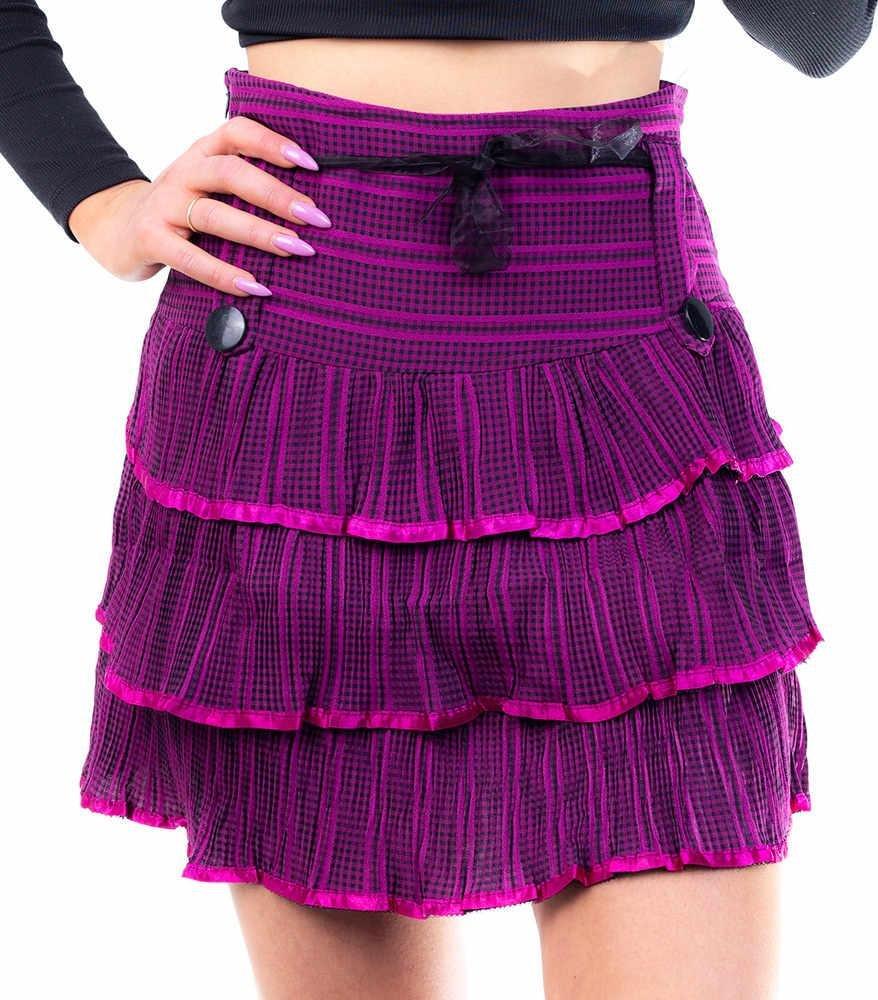 Pantofelek24 Plisowana spódniczka w pepitkę Fioletowa H-2 UB14 M