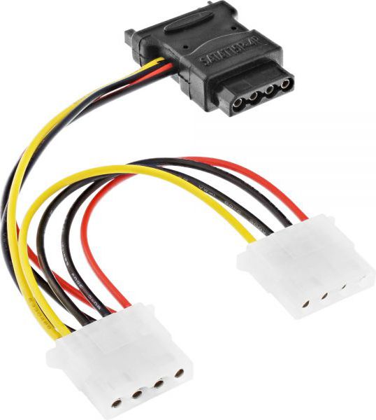 InLine SATA 15-pin - Molex x3, 0.15m, Wielokolorowy (29679)