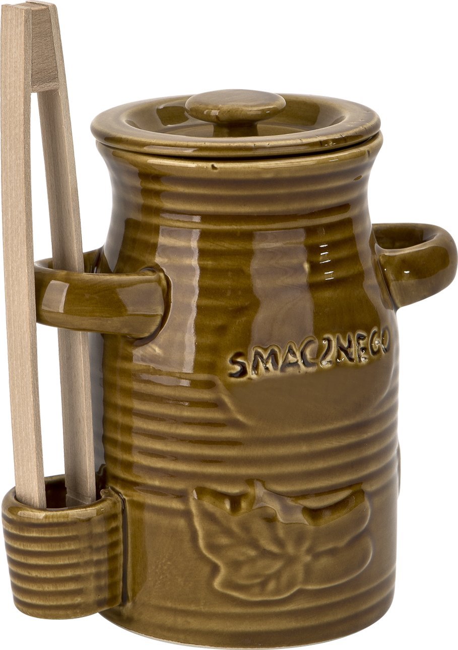 Chomik Pojemnik ceramiczny 1,5 L na ogórki ze szczypcami Smacznego
