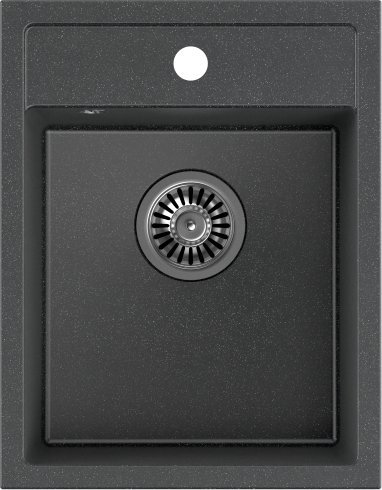 Zlewozmywak Quadron JOHNNY 90 Steingran zlewozmywak granitowy czarny 1-komorowy z/o (39x50x20), z syfonem stal szlachetna