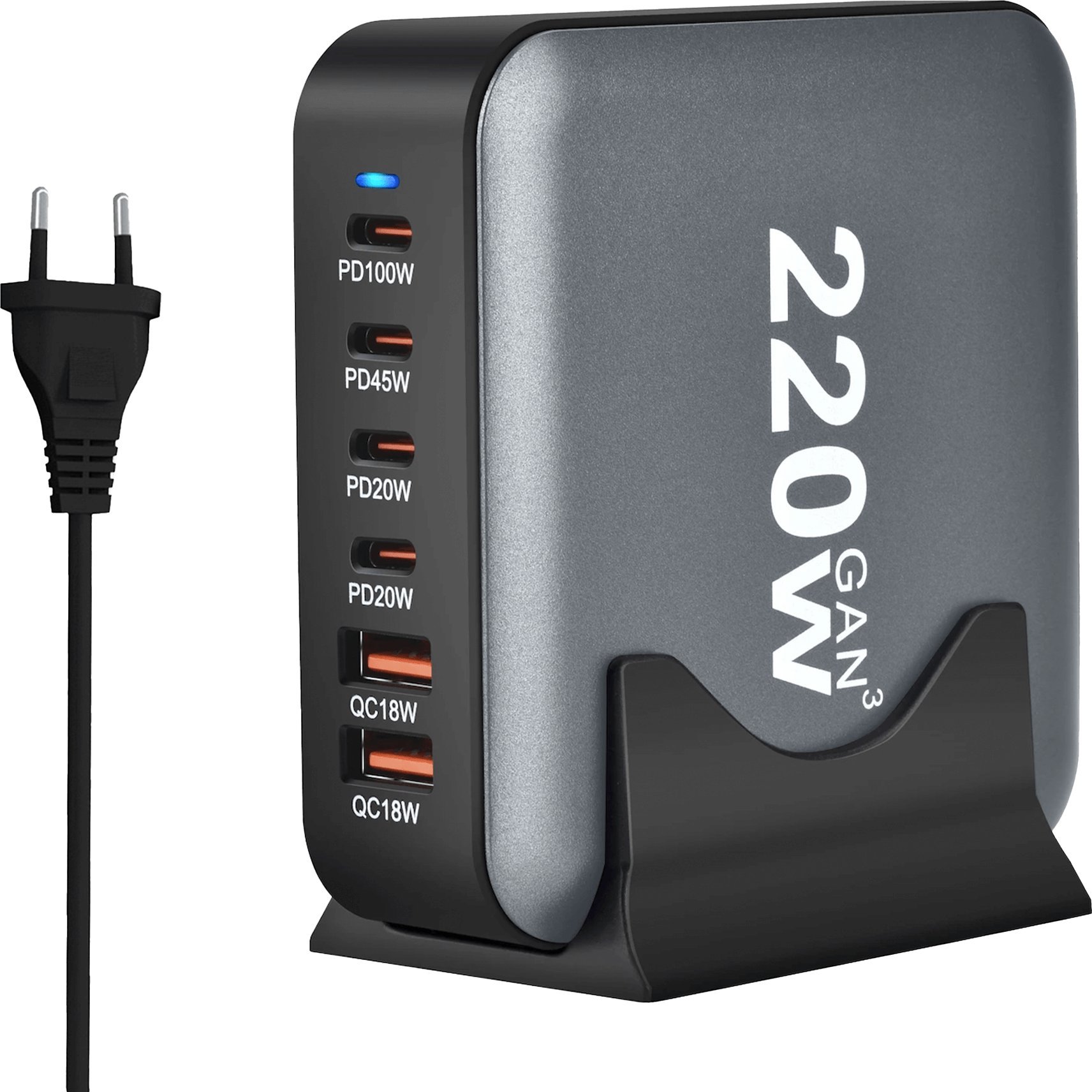 Zasilacz do laptopa Reagle SZYBKA ŁADOWARKA GaN 220W PD 4x USB C 2x QC 3.0 DO LAPTOPA IPHONE 100W MAC