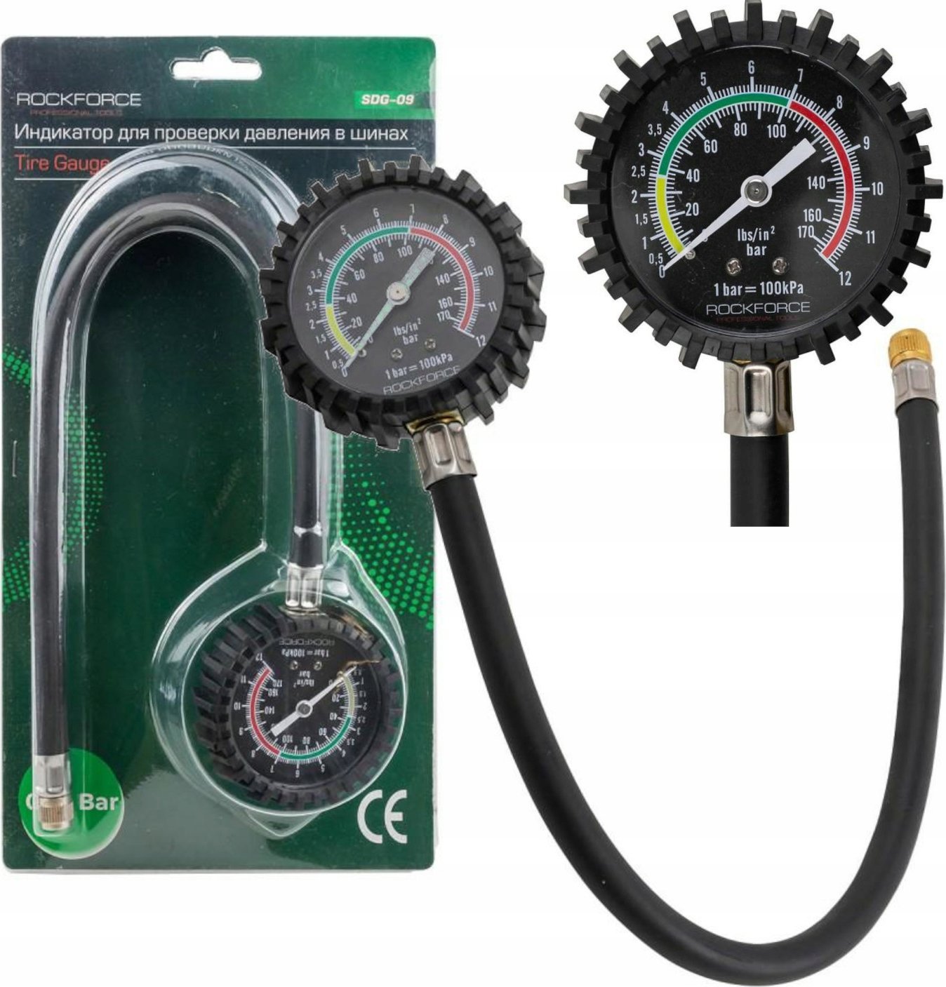 Rockforce Wskaźnik ciśnienia w oponach (0-12 Bar)
