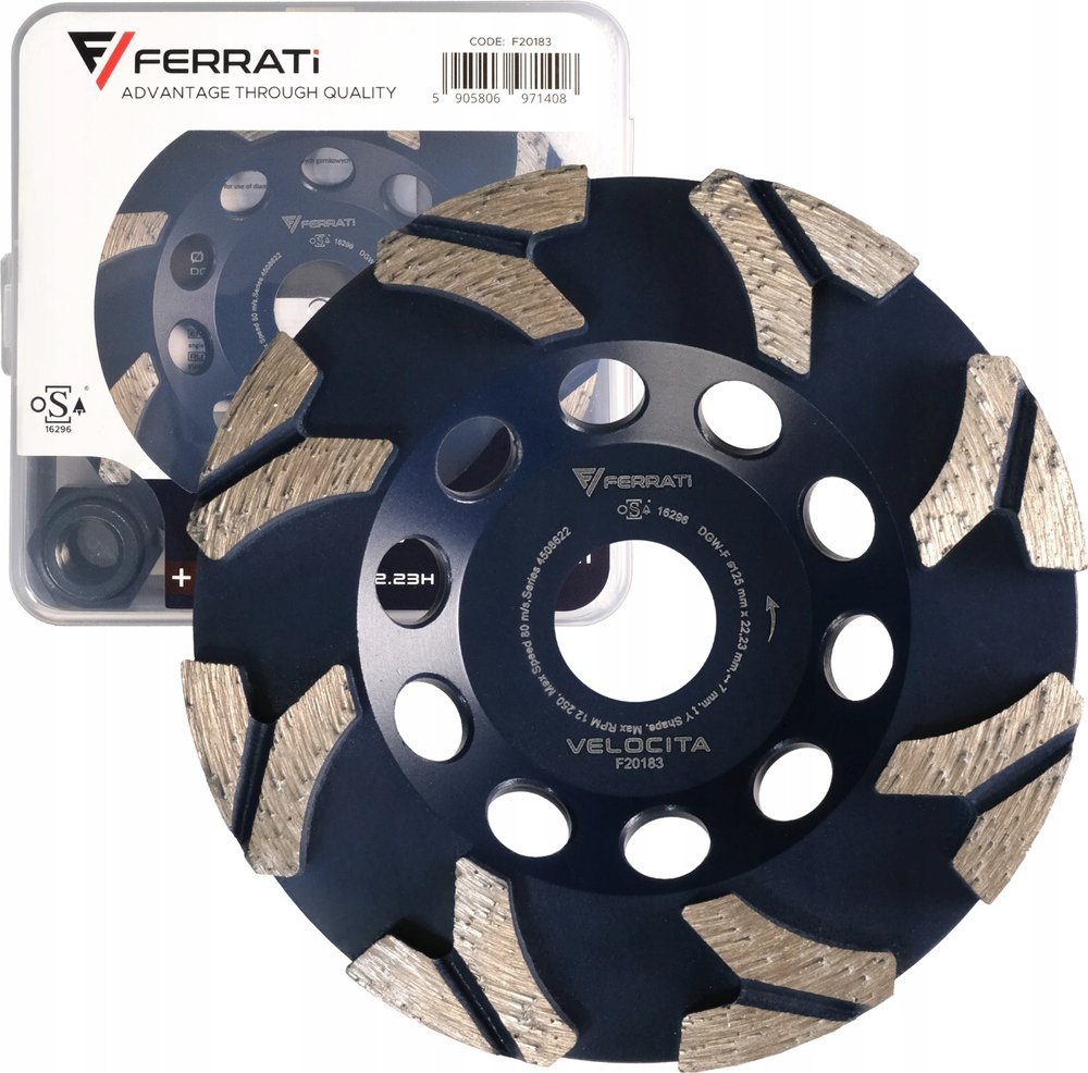 TARCZA GARNKOWA SZLIFUJĄCA DGW-F 125MM VELOCITA 125mm x 22,23mm