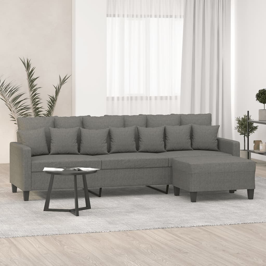 vidaXL vidaXL 3-osobowa sofa z podnóżkiem, ciemnoszara, 210 cm, tkaniną