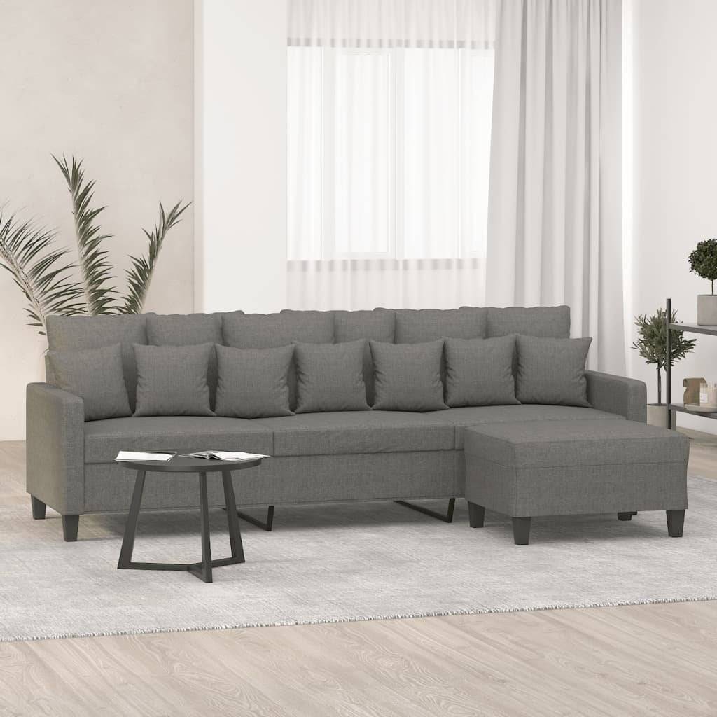 vidaXL vidaXL 3-osobowa sofa z podnóżkiem, ciemnoszara, 210 cm, tkaniną