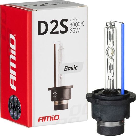 AMiO Zestaw: 2x Żarówka ksenonowa AMiO D2S 8000K 85V 35W + 2x Żarówka PHILIPS WhiteVision ultra W5W T10 12V 5W