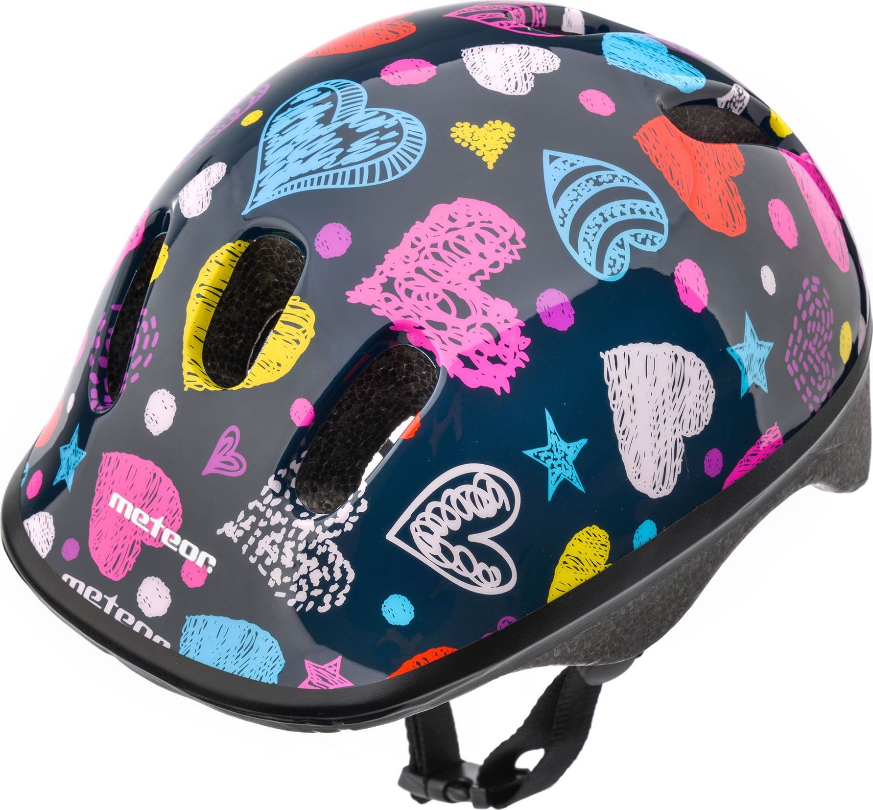 Meteor Kask ochronny, dziecięcy, rowerowy KS06 HEARTS Rozmiar 44-48