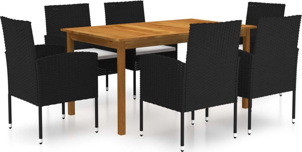 vidaXL 7-częściowy zestaw mebli ogrodowych, czarny