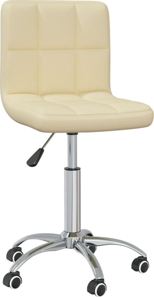 vidaXL Obrotowe krzesło stołowe, kremowe, obite sztuczną skórą