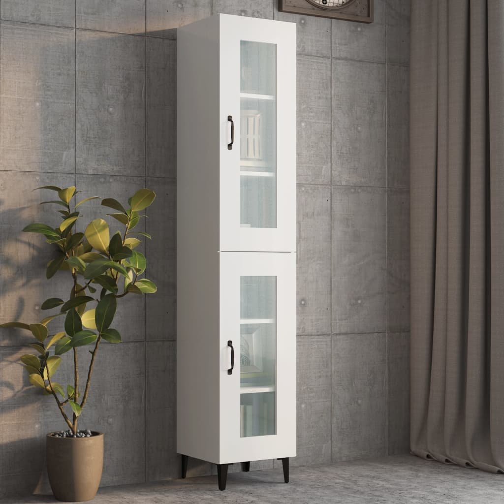 vidaXL Wysoka szafka, biała z wysokim połyskiem, 34,5x34x180 cm