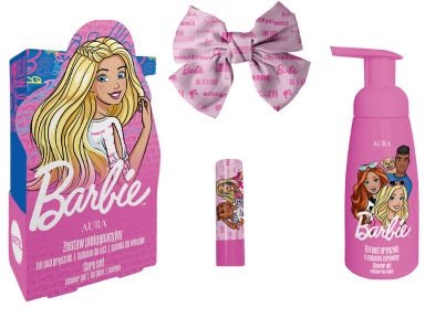 BARBIE Pianka do mycia ciała 300ml + balsam do ust 3,8g + spinka do włosów