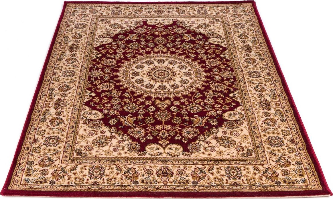 Seta Hali Dywan tradycyjny do salonu ORNMENT Kremowo Bordowy WENECJA Prostokąt 80x300 cm