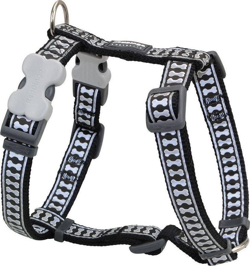 Red Dingo Szelki dla psa Red Dingo Czarny Kość Odblaskowy 37-61 cm