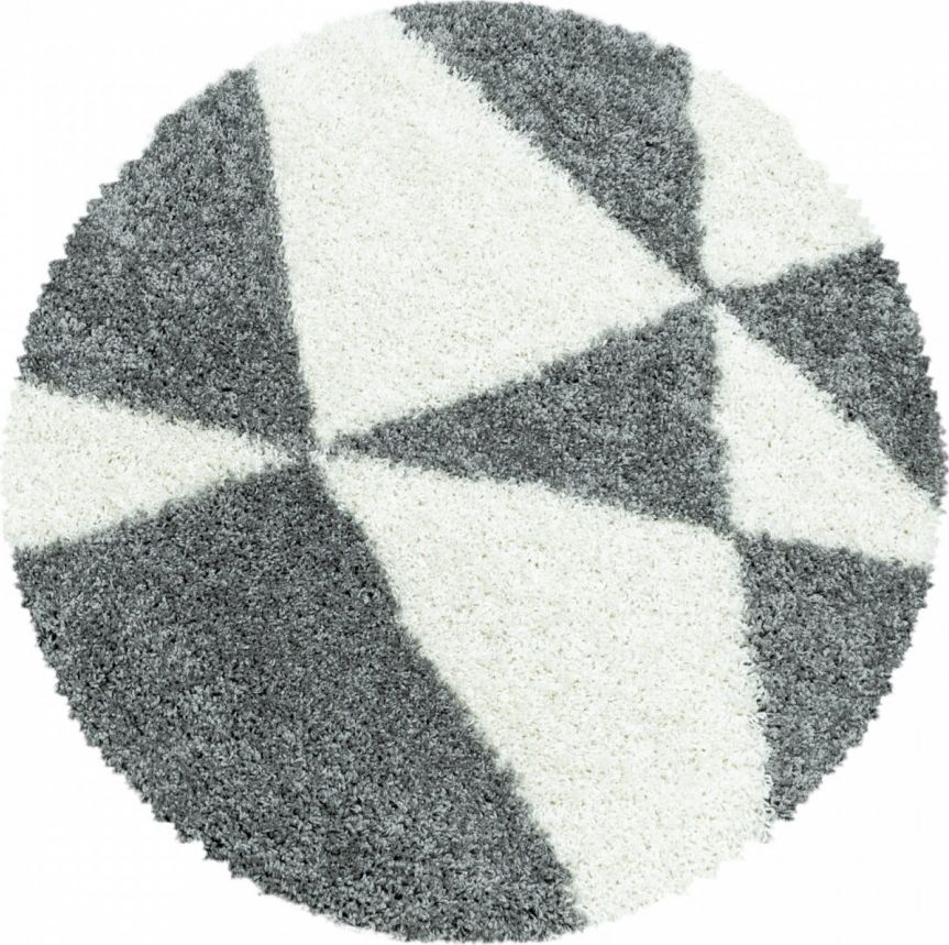 Ayyildiz Hali Dywan do salonu, sypialni Shaggy Szaro Kremowy Koło TANGOS