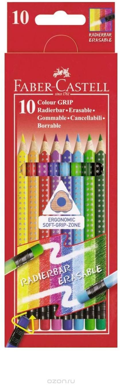 Faber-Castell Kredki Grip 2001 Z Gumką 10 Kolorów Opakowanie Kartonowe Faber-Castell (116613 FC)