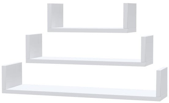 Półka Wisząca Ścienna Na Książki Biała Zestaw 3 Sztuk Hugo Salon Ozdoba