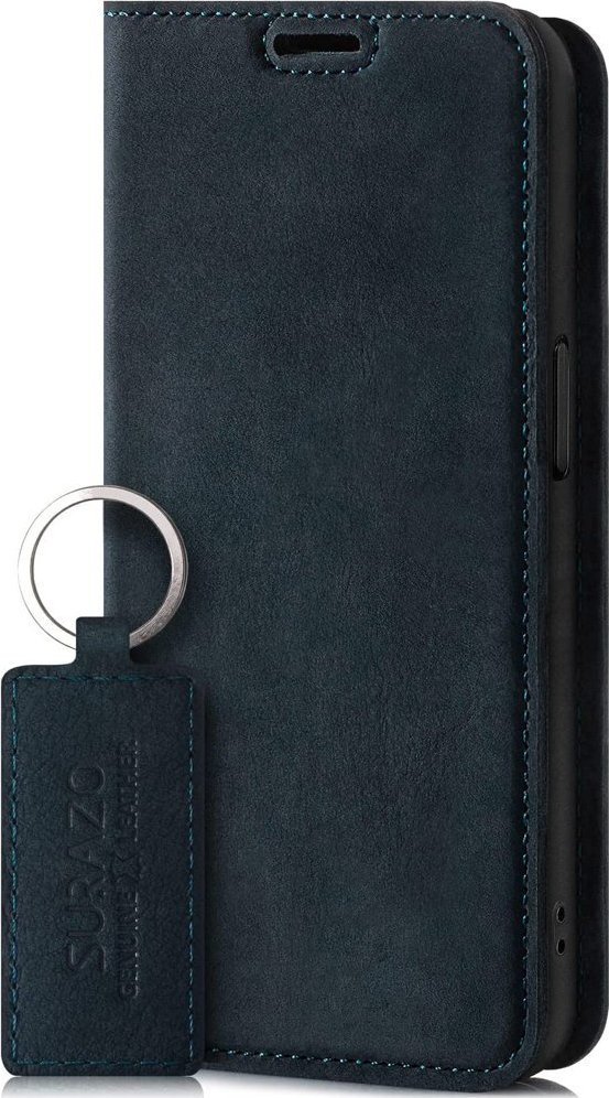 Surazo Etui na telefon skóra naturalna Smart magnet RFID - Nubuk Granatowy Honor 8X
