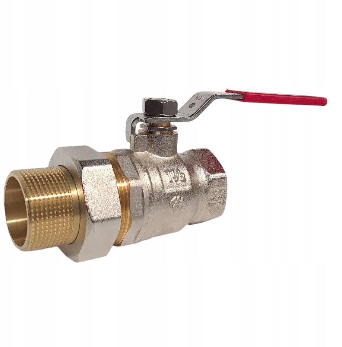 Zawór kulowy prosty półśrubunek 1 1/2GW-2GZ dźwignia Inox SENA VA30