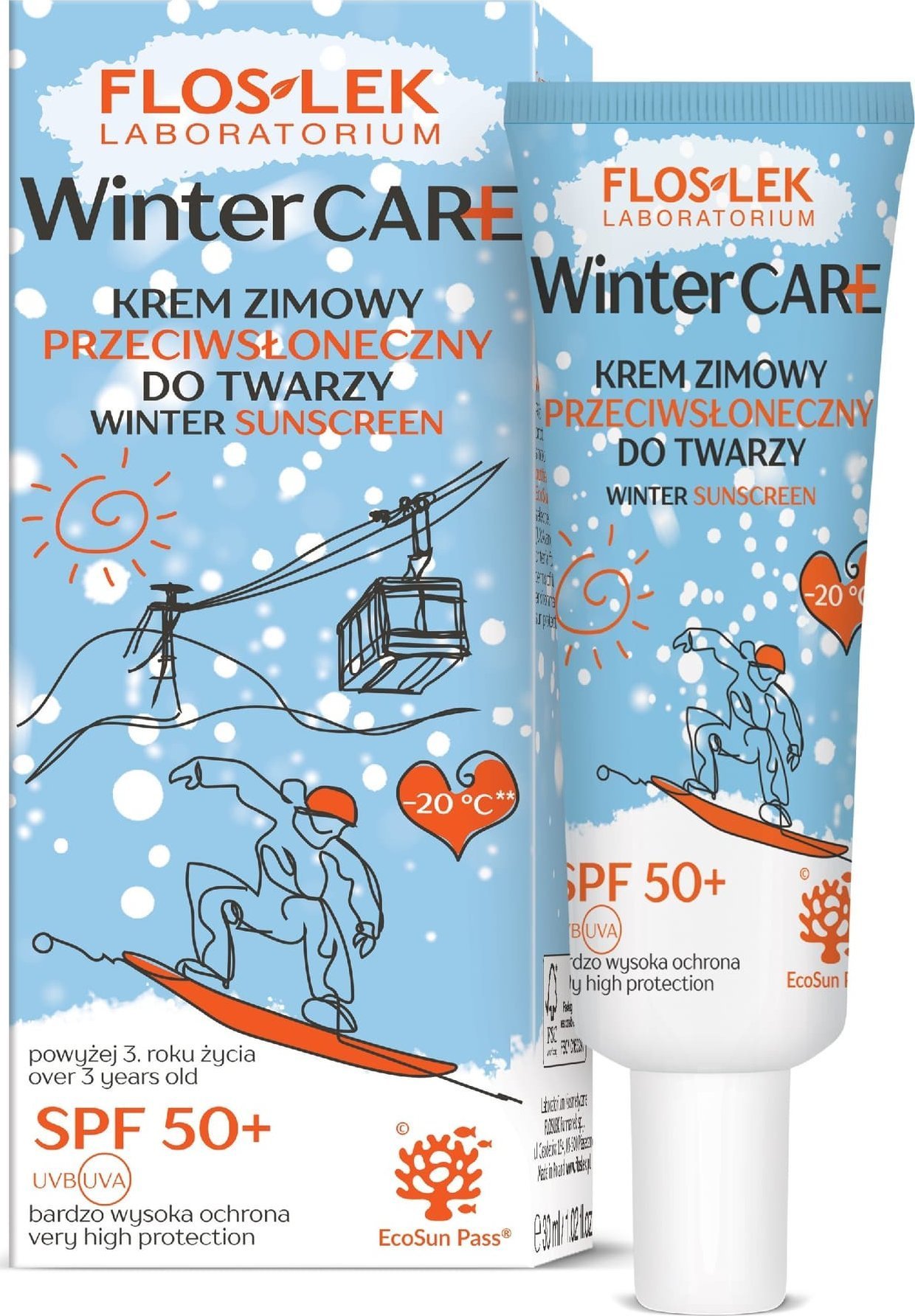 Floslek FLOSLEK Winter Care Krem zimowy przeciwsłoneczny do twarzy - SPF50+ 30ml