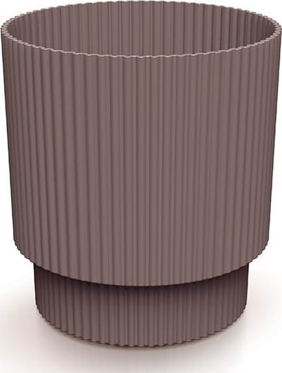 Doniczka brudny róż prążkowana na nóżce plastikowa 13,8x12,8 cm osłonka Milly Round
