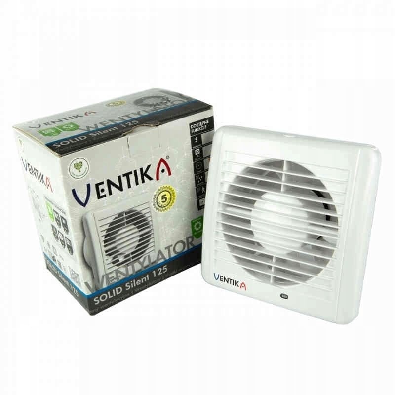 Wentylator osiowy fi 125 230V 9,4W 158m3/h 31dB łożyska kulowe z wyłącznikiem czasowym biały SOLID SILENT D125SRWC