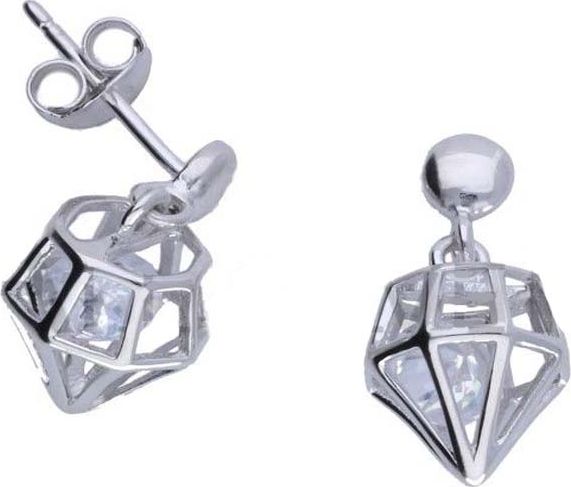 Lovrin Srebrne kolczyki 925 przestrzenne z cyrkoniami 2,06g