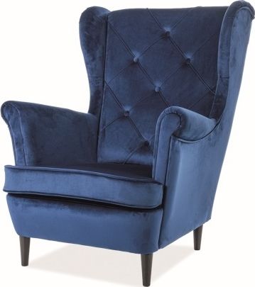 Selsey Fotel Lauri uszak granatowy welur