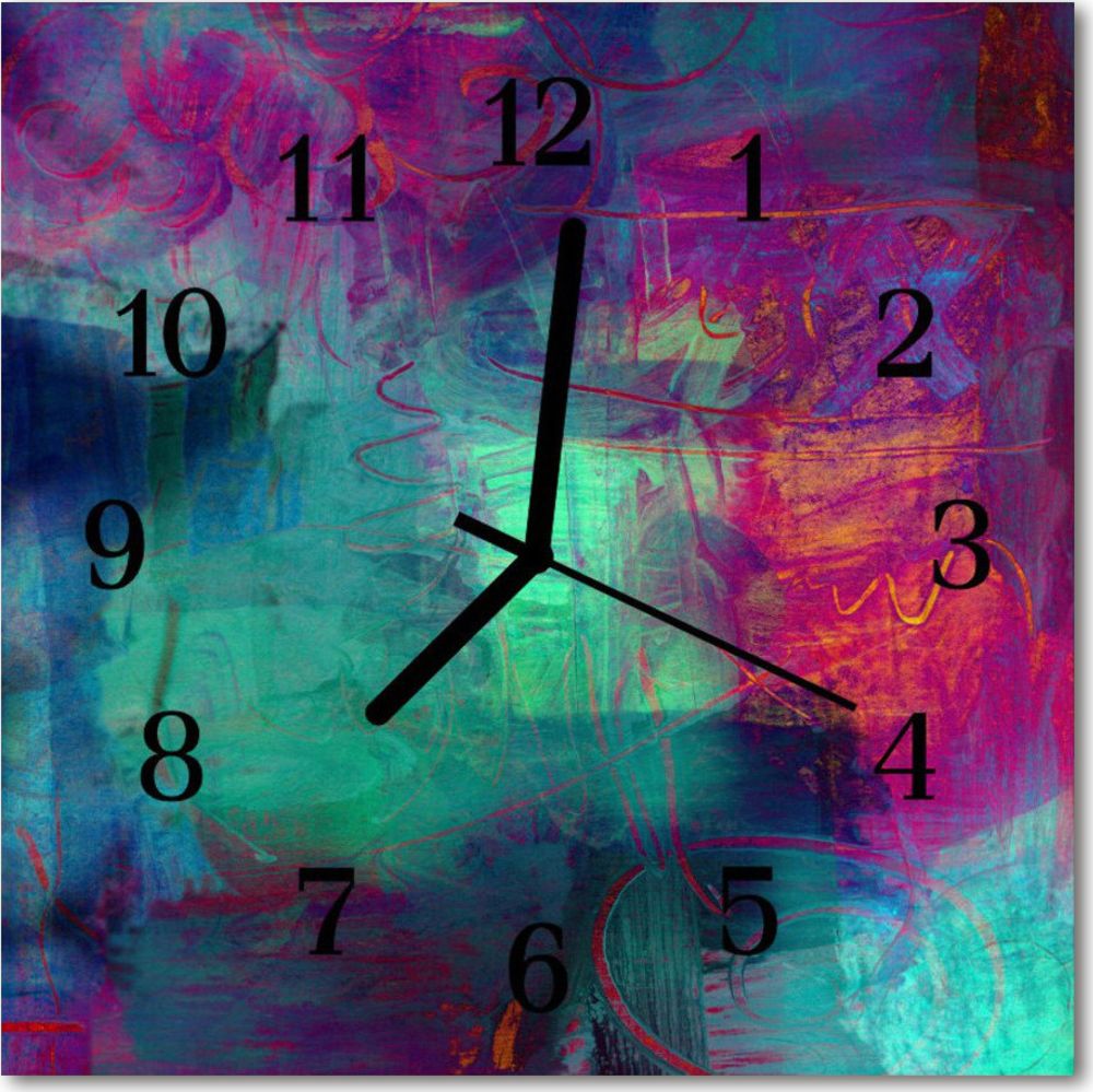 Tulup Zegar ścienny kwadrat Kolorowy obraz