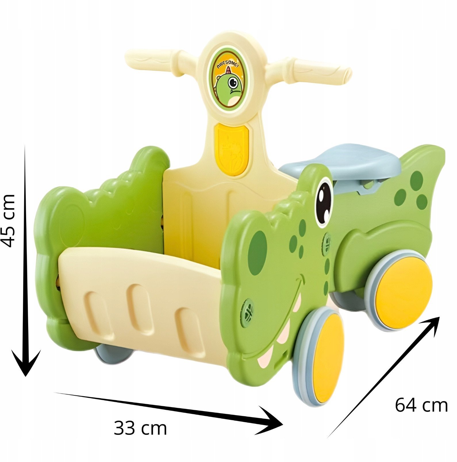 JeÅºdzik dla dzieci wesoÅy krokodyl rÃ³Å¼owy z koszyczkiem