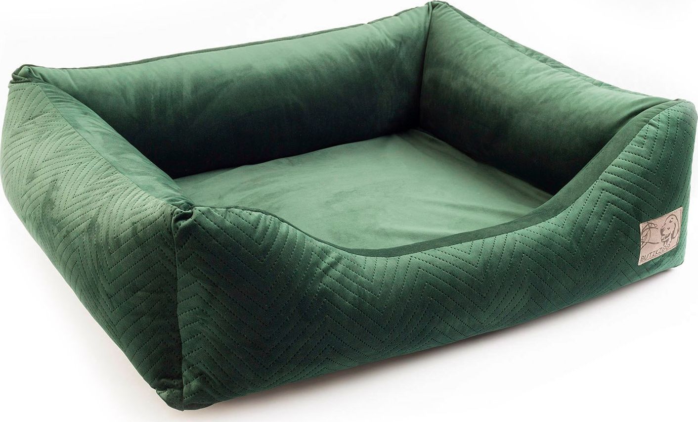 Boutiquezoo LEGOWISKO DLA MAŁEGO PSA KANAPA VELVET ZIELONA PODUSZKA PREMIUM L