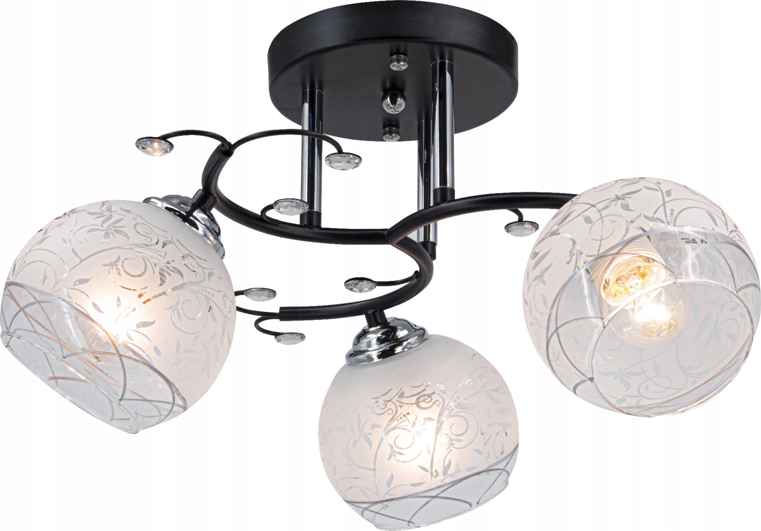 Lampa sufitowa Mdeco Sufitowa lampa salonowa 8836/3 BL 8C crystals chrom czarna