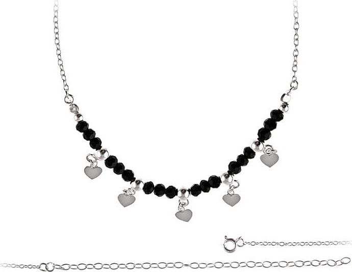 Lovrin SREBRNY NASZYJNIK CELEBRYTKA CHOKER SERCE 925 KORALIKI