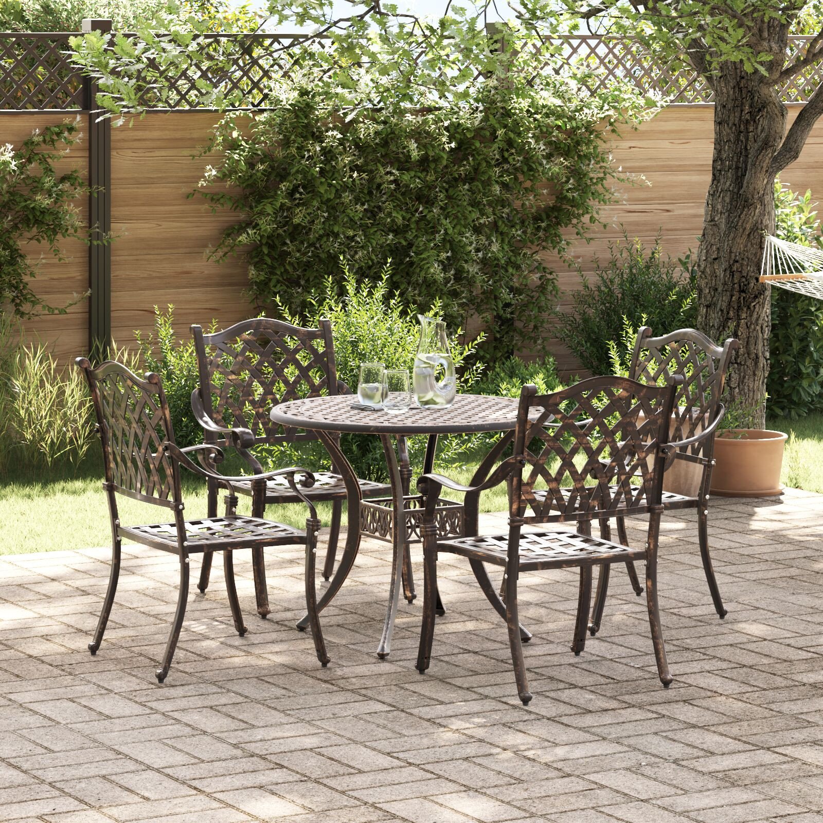 vidaXL Zestaw 3 Brązowy Odlewane Aluminium 90 cm średnicy