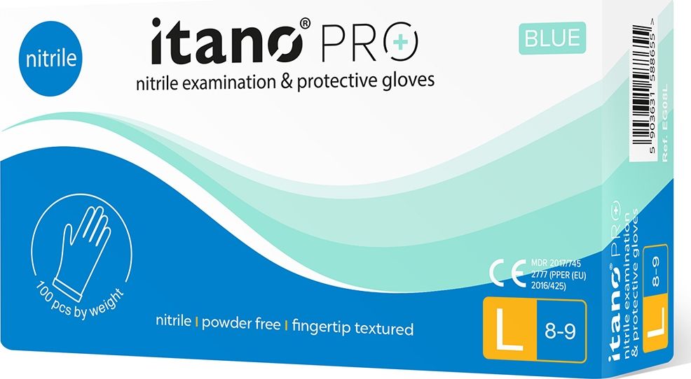 Itano RĘKAWICE NITRYLOWE BEZPUDROWE ITANO PRO L 100 SZT