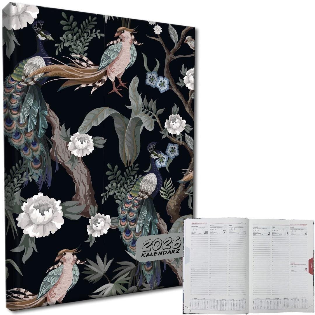 Kalendarz 2026 A5 tygodniowy rozkładówka Pawie