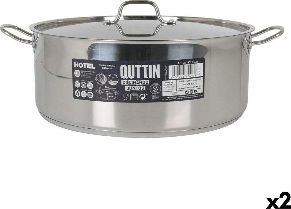 Quttin Garnek z Pokrywką Quttin Aluminium 36 x 14 cm (2 Sztuk)