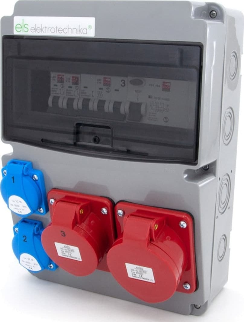 ELS Elektrotechnika Rozdzielnica budowlana 32A/5P + 16A/5P + 2*GS 230V + zabezpieczenia + różnicówka, 11NO22C11C1F