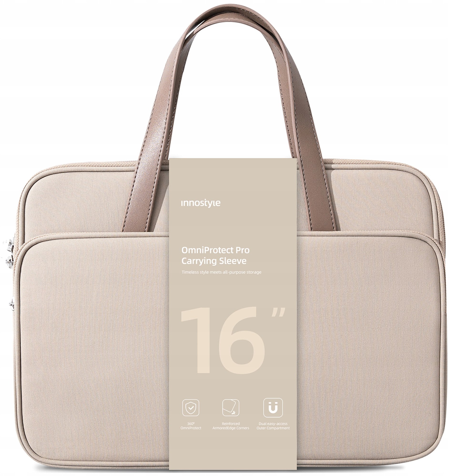 INNOSTYLE DAMSKA TORBA NA LAPTOPA 15 6 16 WODOODPORNA OMNIPROTECT PRO BEŻOWA