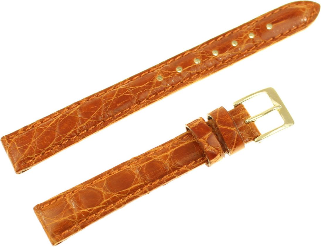 Diloy Pasek do zegarka Krokodyl skórzany brązowy 14 mm (P332.14.3)