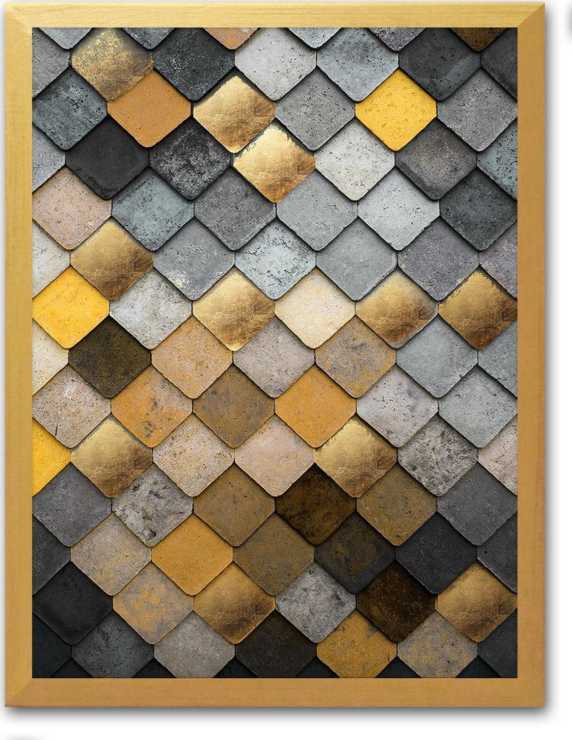 ART-POL Obraz na płótnie w złotej ramie 33x43cm złote łuski smoka