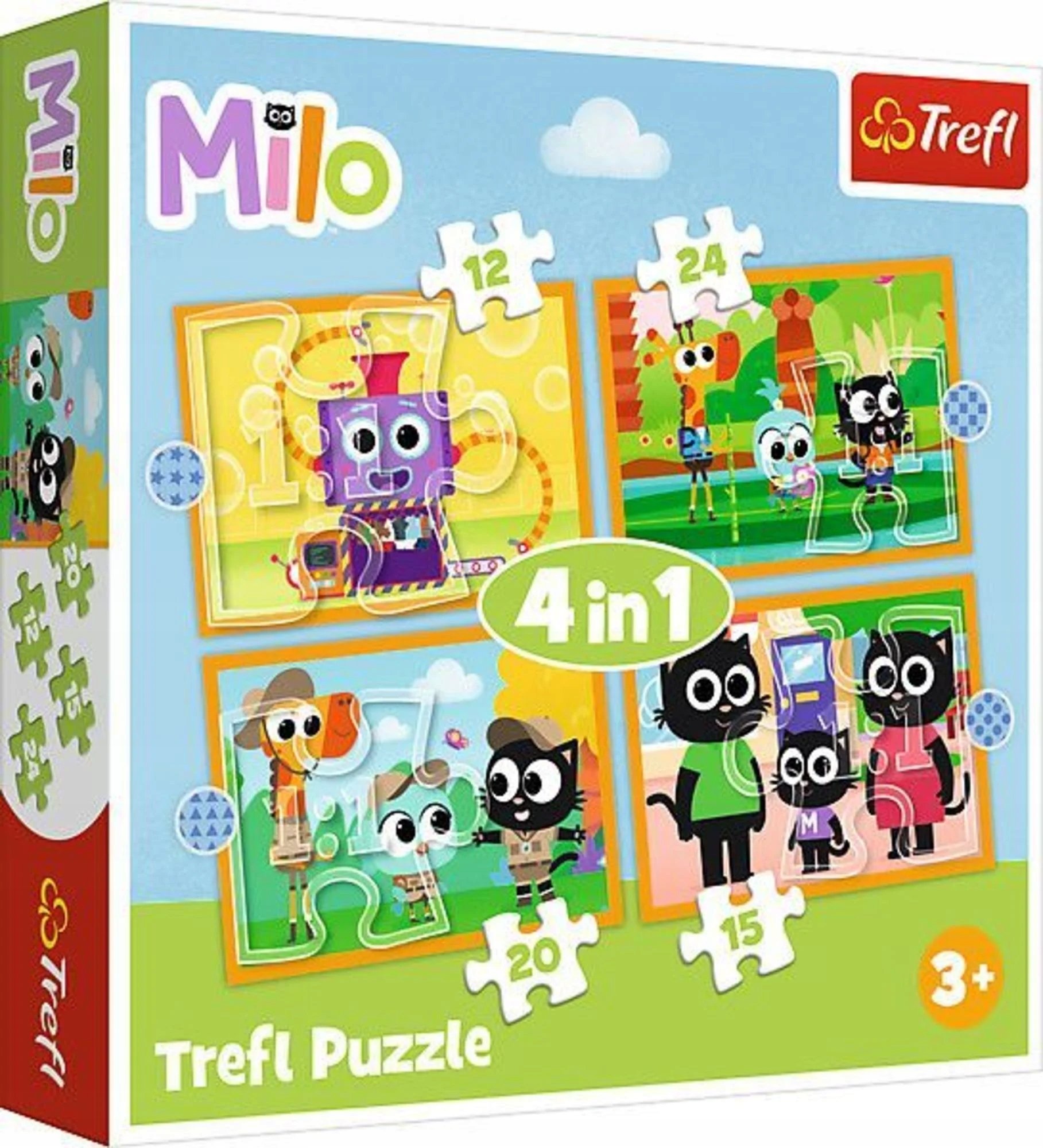 Trefl Puzzle 4w1 Poznaj Milo i jego przyjaciół - łącznie 71 elementów (34654)