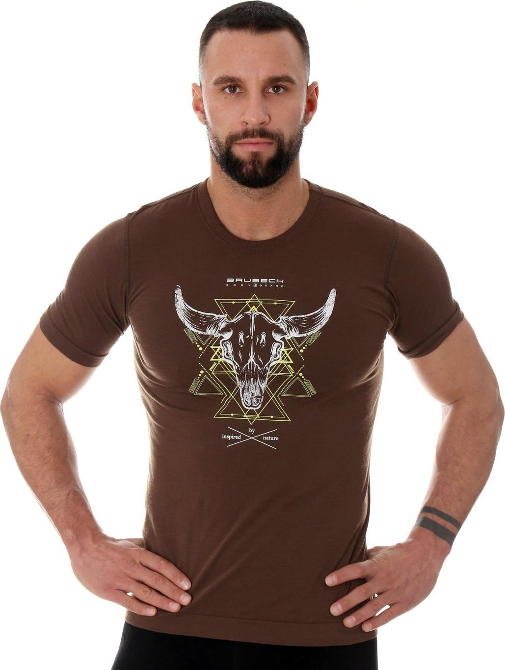 Brubeck SS12650A Koszulka męska z krótkim rękawem OUTDOOR WOOL PRO brązowy XXL