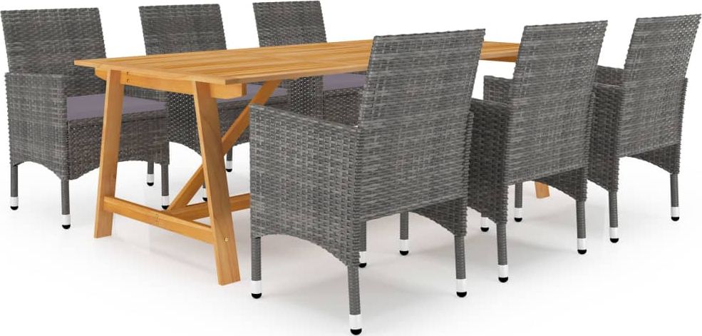 vidaXL 7-częściowy zestaw mebli ogrodowych szary