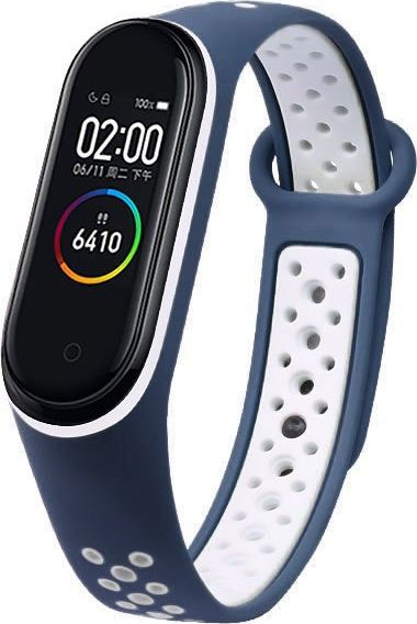 Hurtel Zamienna silikonowa opaska pasek do Xiaomi Mi Band 4 / Mi Band 3 Dots granatowo-biały
