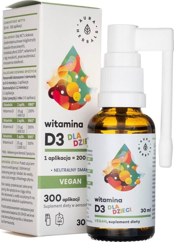TRITON Aura Herbals Witamina D3 Vegan dla dzieci - 30 ml